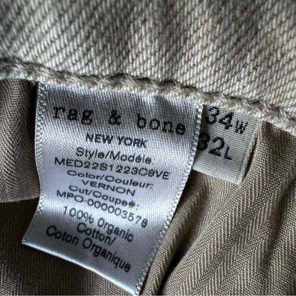 RAG & BONE Men's Fit 2 Slim MidRise Button Fly Denim Jeans in Vernon Tan 34 X 32 - Picture 7 of 7